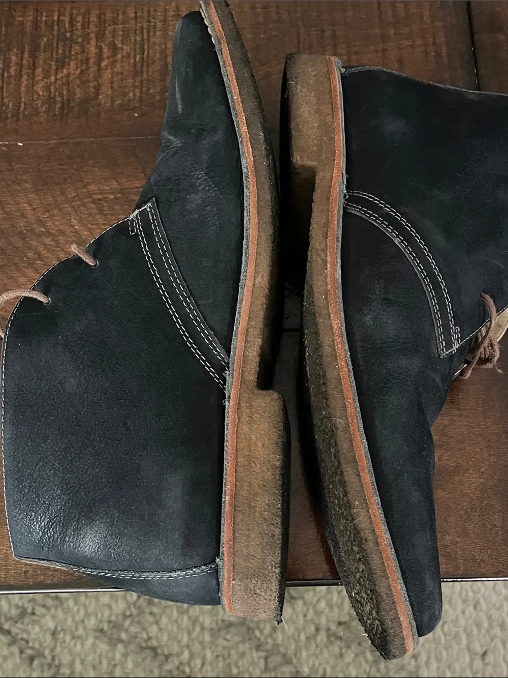 Johnston & Murphy Navy/Black Chukka Boots with Tan Accents